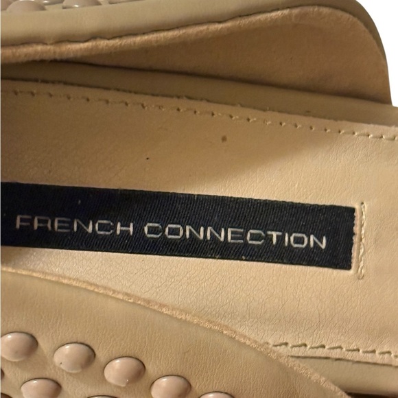 French Connection Nude Maggie Point Toe Studded Slip-On Heels, Pumps Tan - Picture 6 of 13